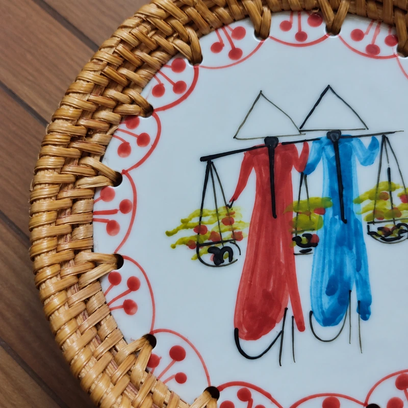 Ceramic Rattan Coasters | 2 Sizes 2 ceramic rattan coasters construction detail