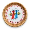 Ceramic Rattan Coasters | 2 Sizes 3 ceramic rattan coasters on a white background