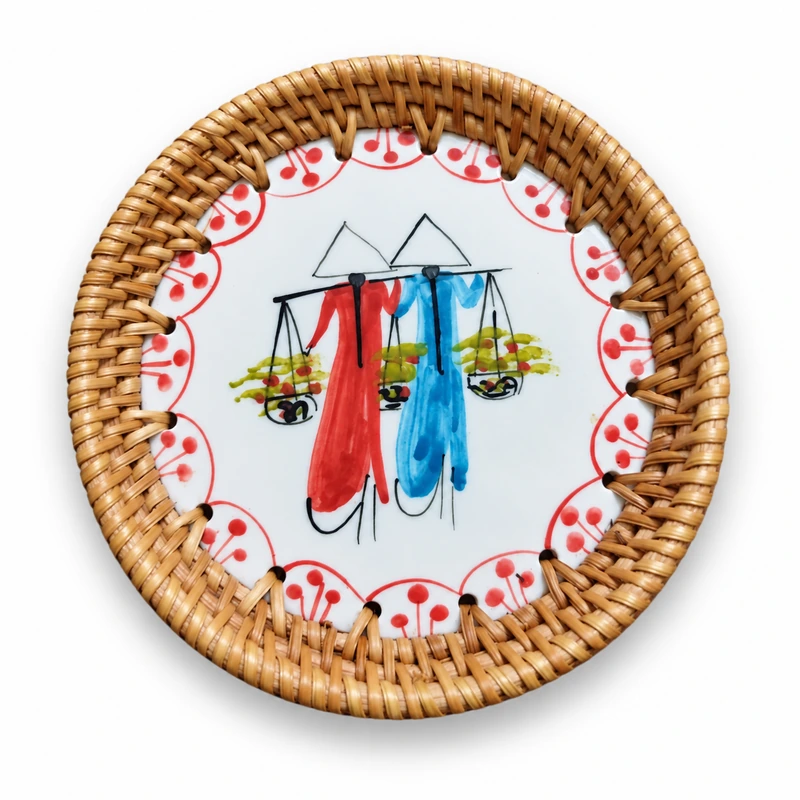 ceramic rattan coasters on a white background ceramic rattan coasters on a white background
