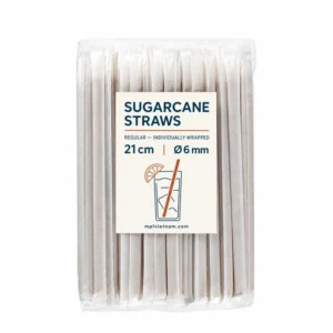 Individually Wrapped Regular Sugarcane Straws product presentation