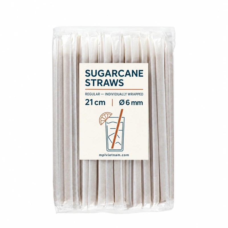 Individually Wrapped Regular Sugarcane Straws Individually Wrapped Regular Sugarcane Straws product presentation