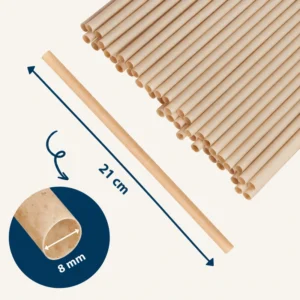 Individually Wrapped Smoothie sugarcane straws: 21 cm length and 8 mm diameter